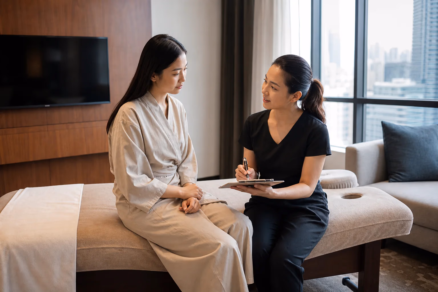 A private massage consultation in an upscale Kuala Lumpur residence